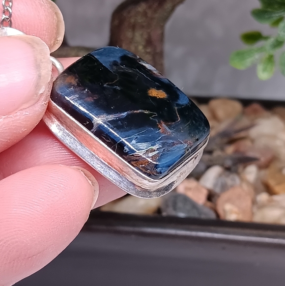 Pietersite .925 Sterling Pendant Charm - Picture 3 of 3